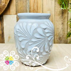 White Espiga Plumeado Bola Clay Vase Decorative Rustic Home