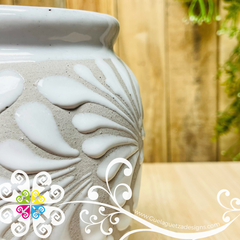 White Espiga Plumeado Bola Clay Vase Decorative Rustic Home