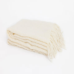 Alpaca Bouclé Ivory Throw Blanket from Peru Soft Cozy