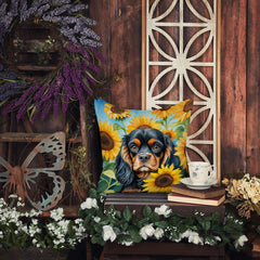 Cavalier Spaniel in Sunflowers Throw Pillow - 14x14 Decorative Pillow – Art for Your Home & Patio DAC6048PW1414