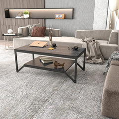 Flora 47" Wide Rectangular Modern Industrial Design Coffee Table | Cocktail Table