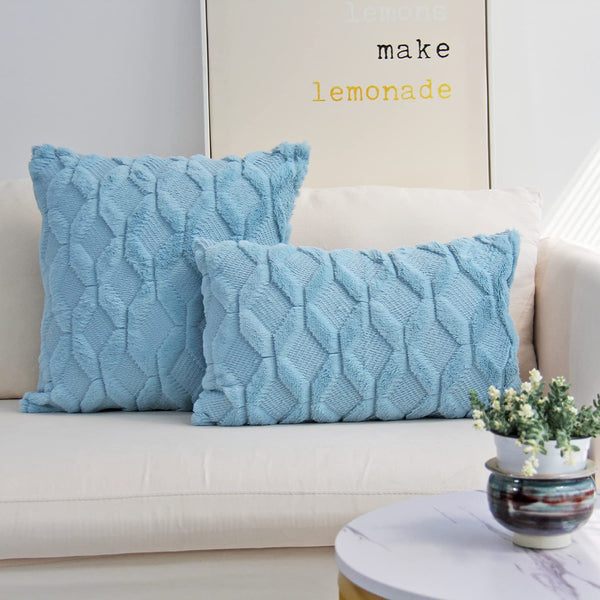 2 Piece Throw Pillow Set Square Rectangle Covers with Inserts