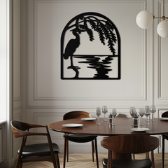 Flamingo Lake Scene Metal Wall Art – Tranquil Nature-Inspired Silhouette for Home Decor- KAF686