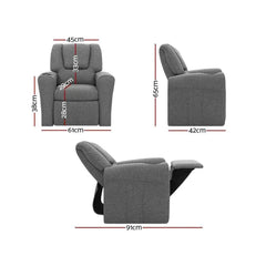 Keezi Kids Recliner Chair Grey Linen Soft Sofa Lounge Couch Children
