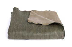 Reversible Handwoven Alpaca Throw Blanket Khaki Olive Green Ecuador