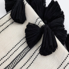 100% Alpaca Throw Blanket Ink Ivory Pinstripe