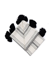 100% Alpaca Throw Blanket Ink Ivory Pinstripe