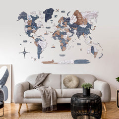 3D Wooden World Map Mystery