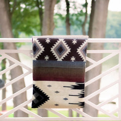 Handwoven Reversible Sunset Diamond Alpaca Throw Blanket Red Brown