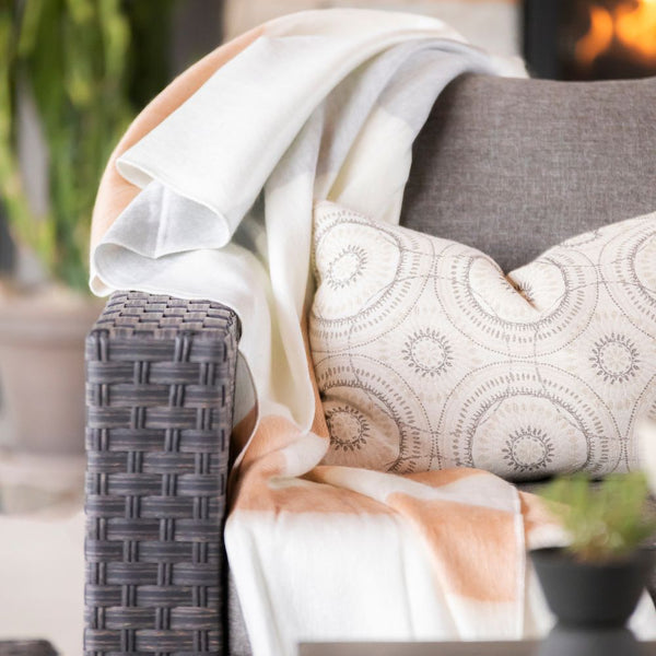 Handwoven Alpaca Throw Blanket Apricot Mist from Ecuador