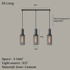 Concrete Pendant Light Iron Shade