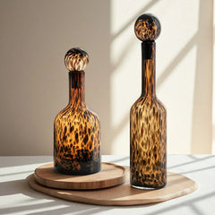 DecorBites™ Leopard Print Glass Vase: Stylish Terrarium & Home Decor Accessory