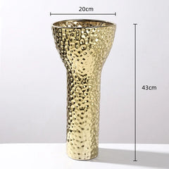 DecorBites™ Golden Ceramic Geometric Honeycomb Vase - Home Decoration Accessory
