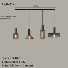 Concrete Pendant Light Iron Shade