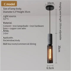 Concrete Pendant Light Iron Shade