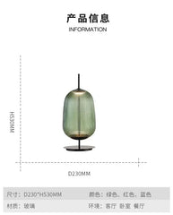 DecorBites™ Green Red Glass Table Lamp LED Lighting for Bedroom and Living Room