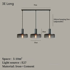 Concrete Pendant Light Iron Shade