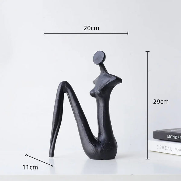 DecorBites™ Abstract Black Metal Female Figure Sculpture Home Decor Accessory