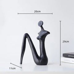 DecorBites™ Abstract Black Metal Female Figure Sculpture Home Decor Accessory