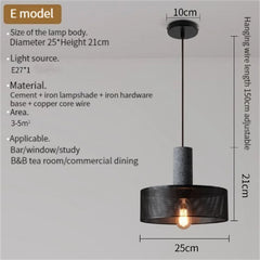 Concrete Pendant Light Iron Shade
