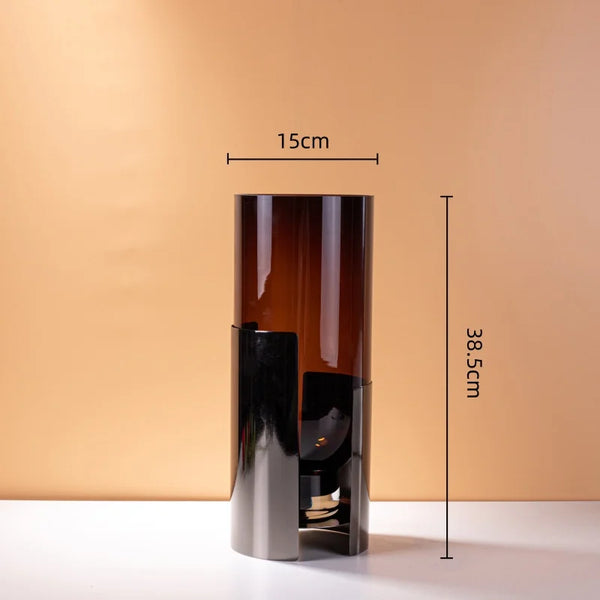 DecorBites™ Amber Glass Vase: Stylish Terrarium and Room Decoration Accessory