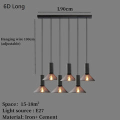 Concrete Pendant Light Iron Shade