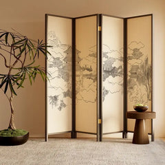 New Chinese Zen Room Divider Screen – Wabi‑Sabi Partition with Song‑Dynasty Aesthetic
