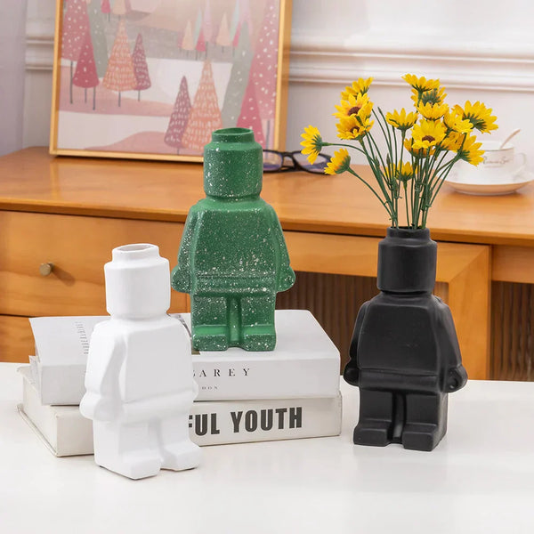 Ceramic Robot Vase - Nordic Style Home Decor