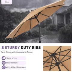9' Red Crank Lift and 3 Position Tilt Patio Umbrella