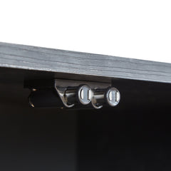 Modern 64-Inch Wavy TV Cabinet with LED Lights, Black, Particleboard and MDF, 64''W x 15''D x 24''H