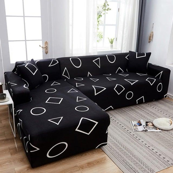 Geometric Sofa Cover Couch Cover Elastic Sofa Covers For Living Room Corner L Shaped Chaise Longue Armchair Sofa Slipcover Stretch Elastic L-Type Chaise Sofa Couch Furniture Protector For Living Room