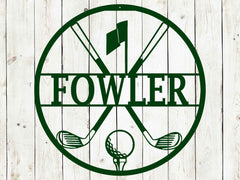 Personalized Golf Metal Sign | Custom Golf Monogram Wall Art