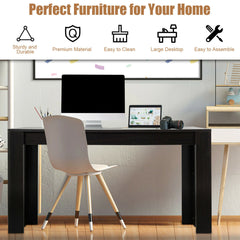 63 Inch Rectangular Modern Dining Kitchen Table for 6 People-Black